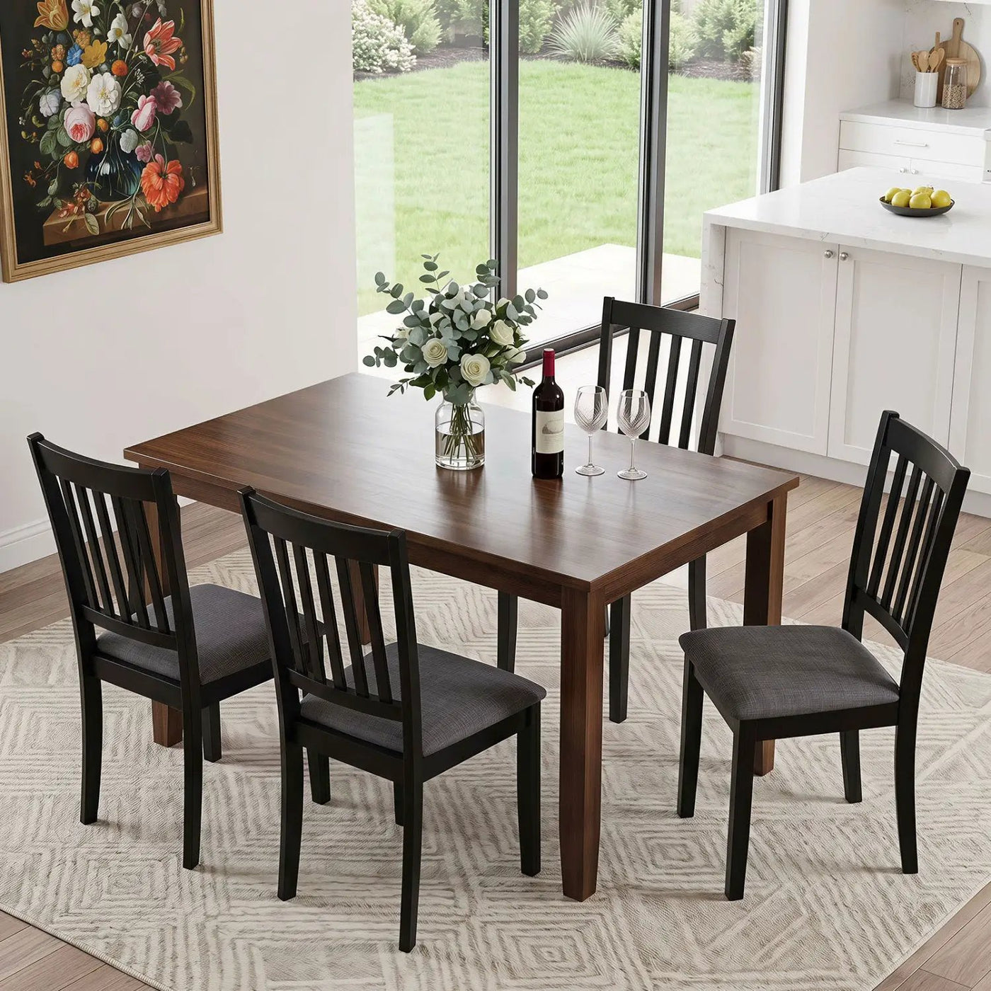 Upholstered Dining Chairs Set of 4 with Rubber Wood Frame by DirectDeals