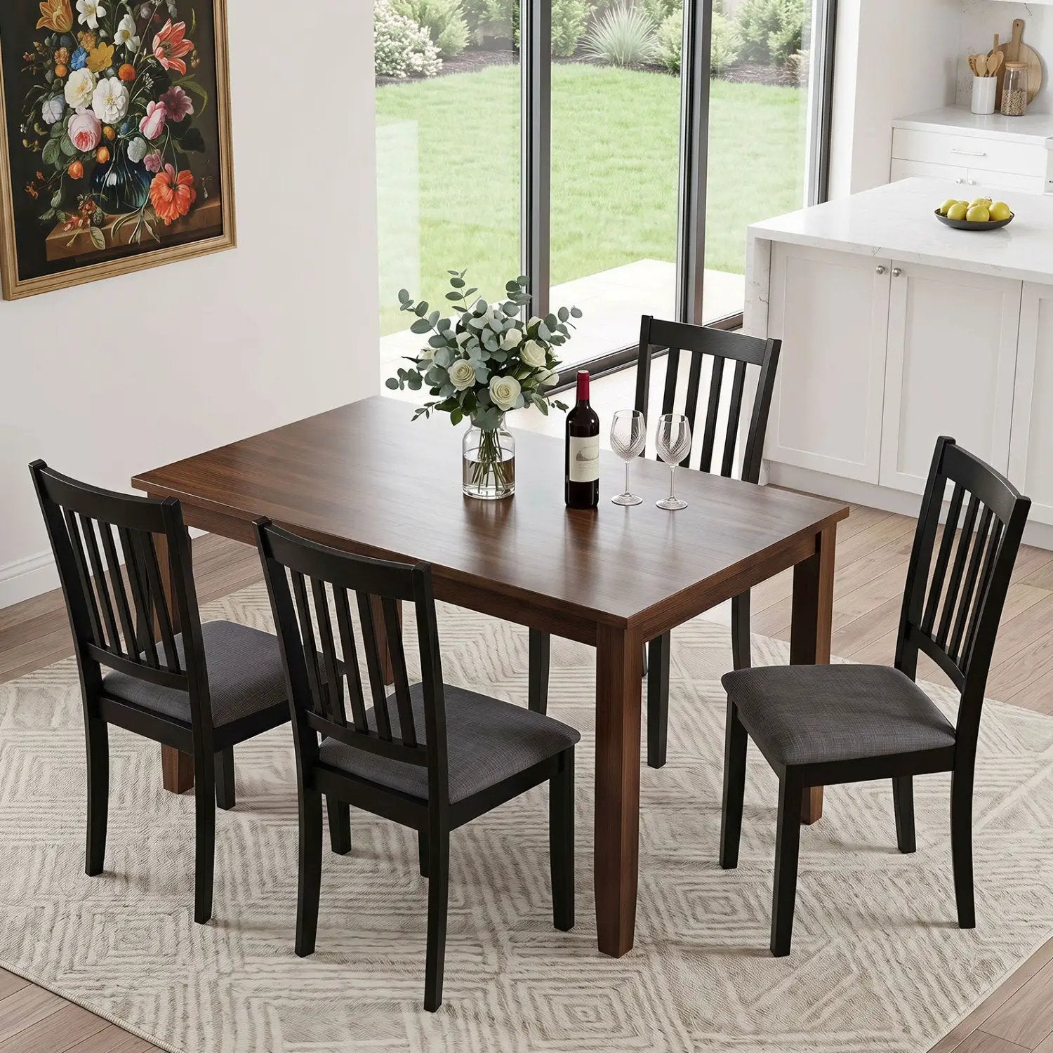 Upholstered Dining Chairs Set of 4 with Rubber Wood Frame by DirectDeals