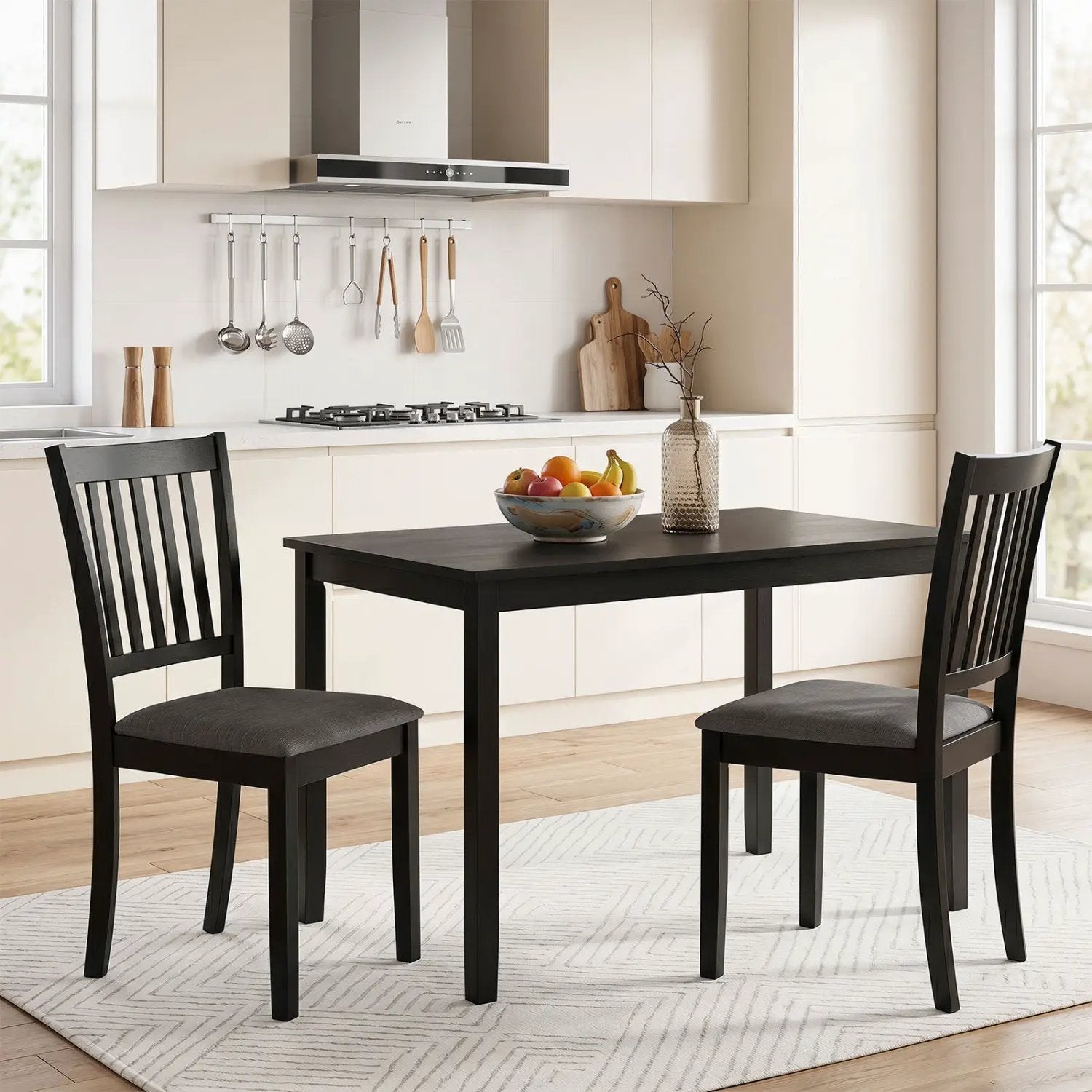 Upholstered Dining Chairs Set of 4 with Rubber Wood Frame by DirectDeals