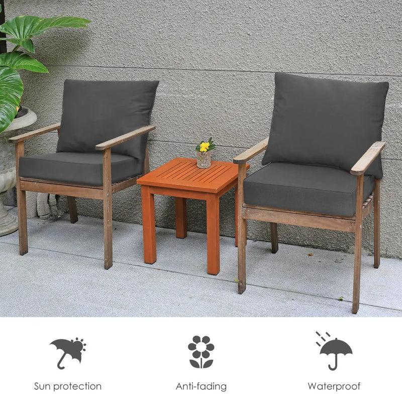 Deep Seat Chair Cushion Set of 6 with Rope Ties - Gray by DirectDeals