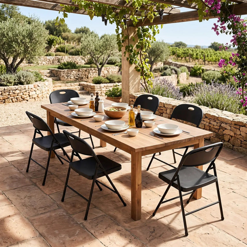 Foldable Plastic Dining Chairs Set of 6 with Ergonomic Backrest by DirectDeals