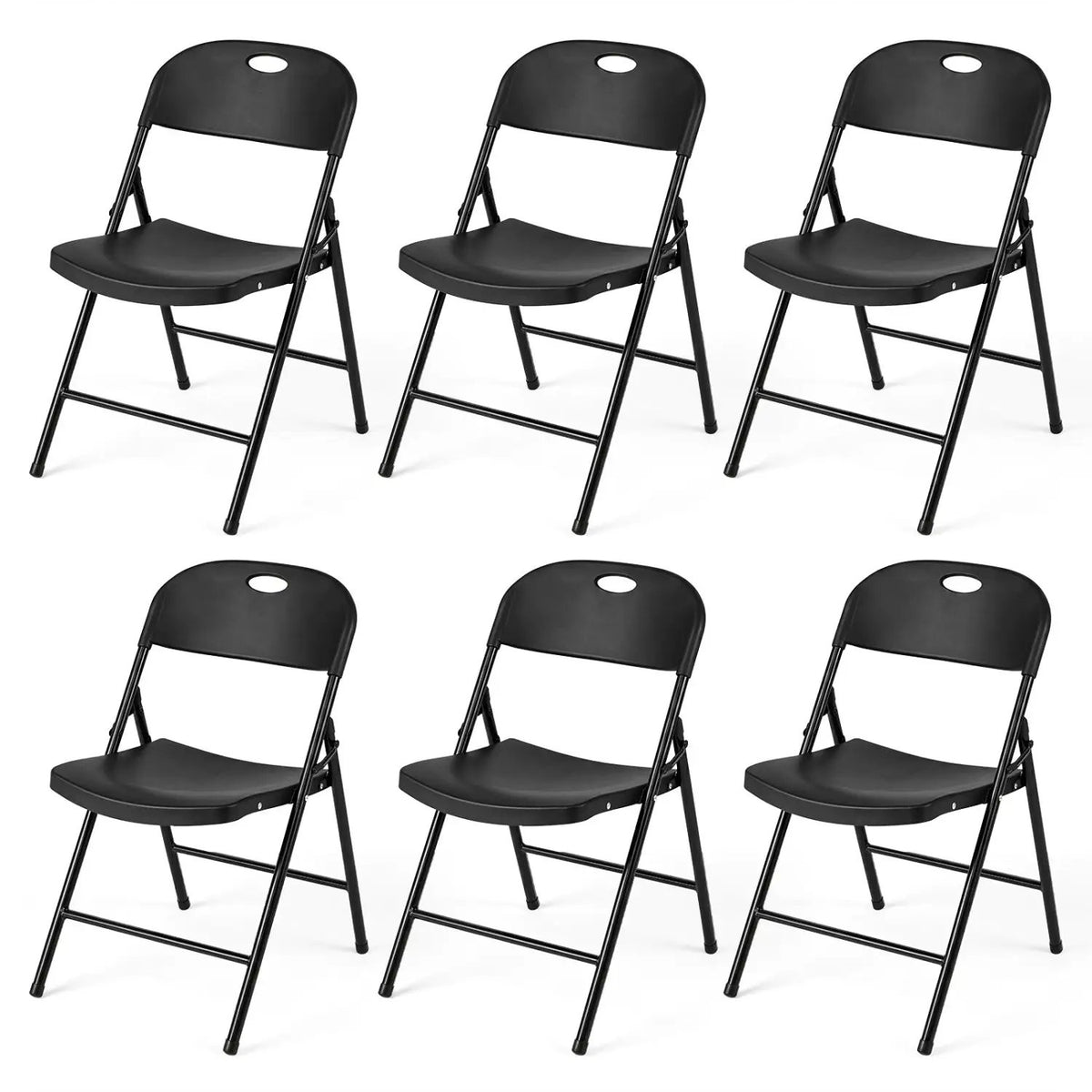 Foldable Plastic Dining Chairs Set of 6 with Ergonomic Backrest, photo 3 of 16