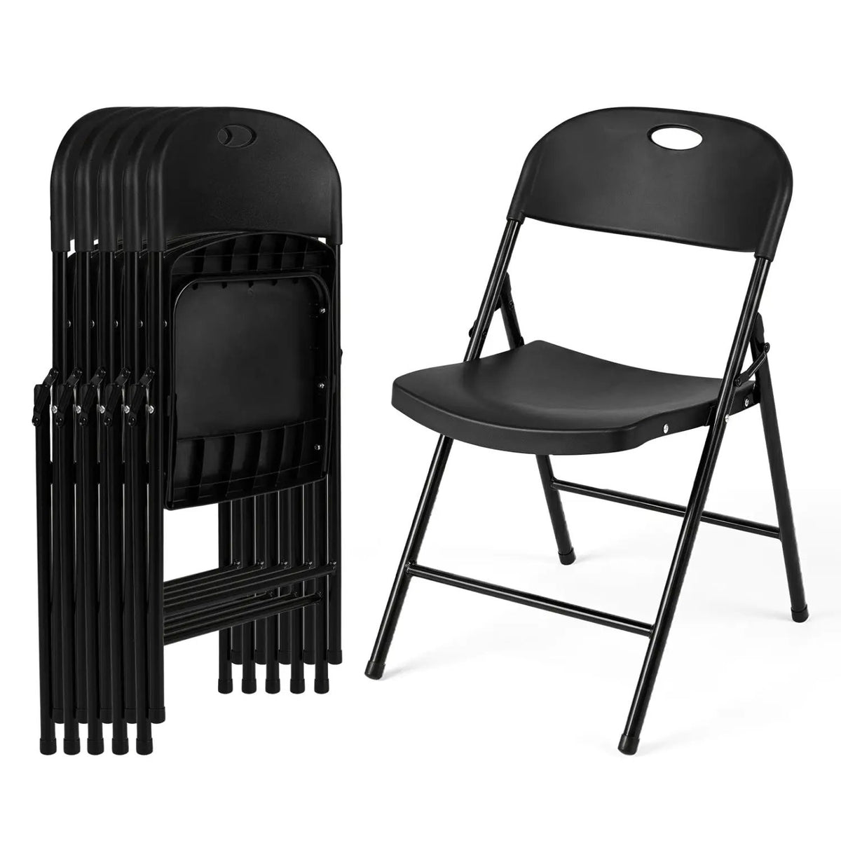 Foldable Plastic Dining Chairs Set of 6 with Ergonomic Backrest, photo 4 of 16