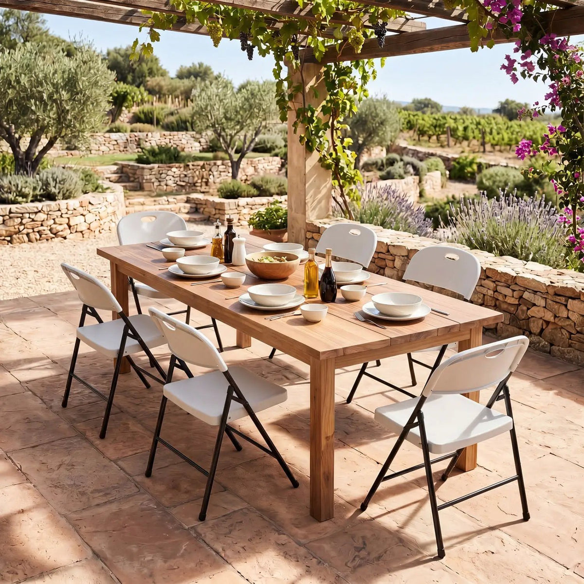 Foldable Plastic Dining Chairs Set of 6 with Ergonomic Backrest, photo 9 of 16