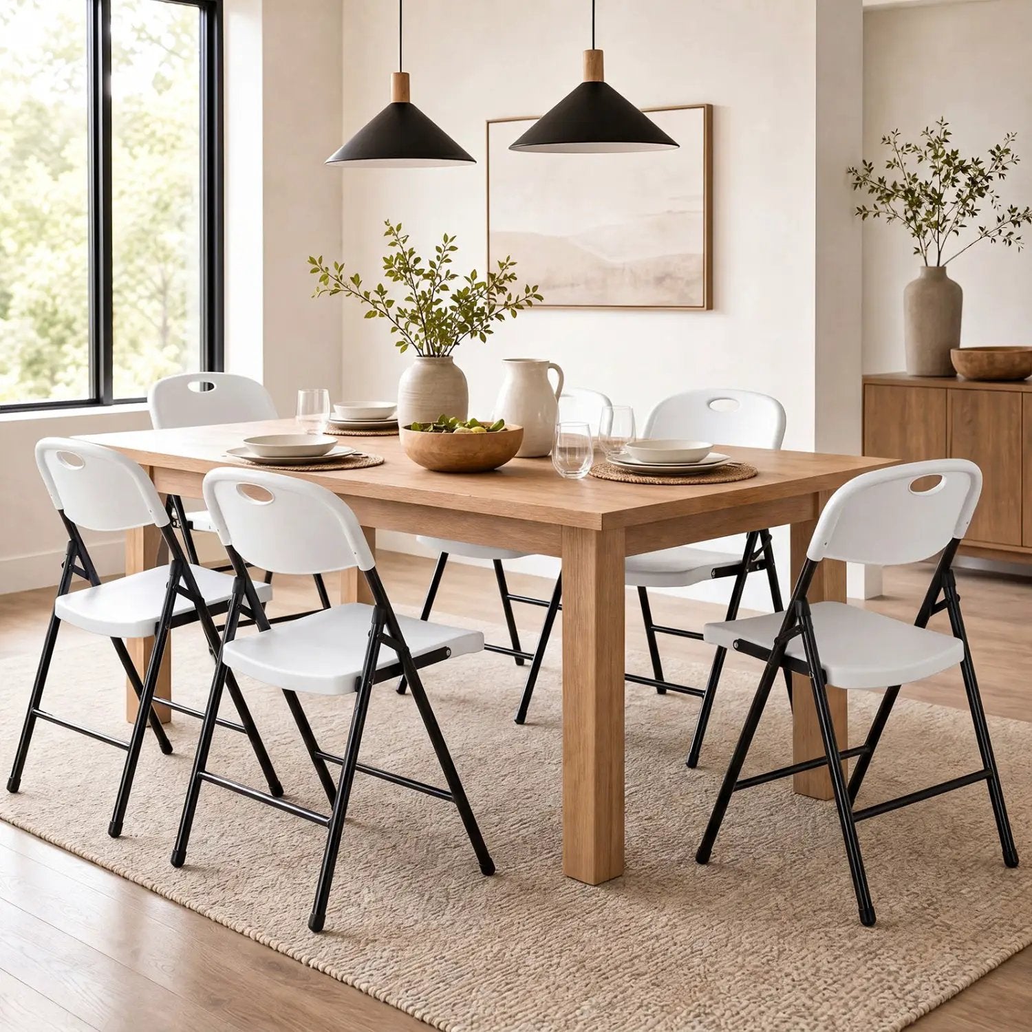 Foldable Plastic Dining Chairs Set of 6 with Ergonomic Backrest by DirectDeals