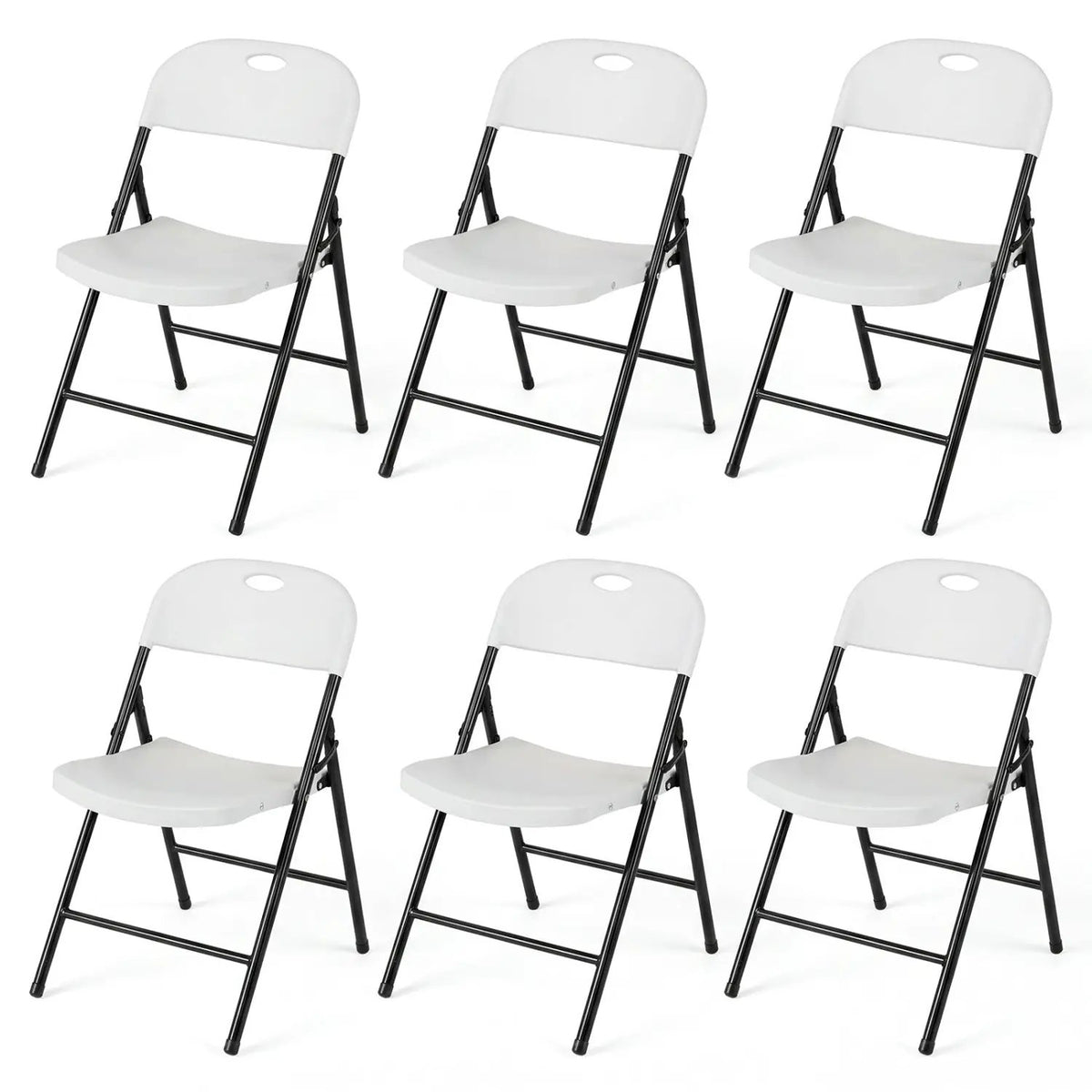 Foldable Plastic Dining Chairs Set of 6 with Ergonomic Backrest, photo 11 of 16