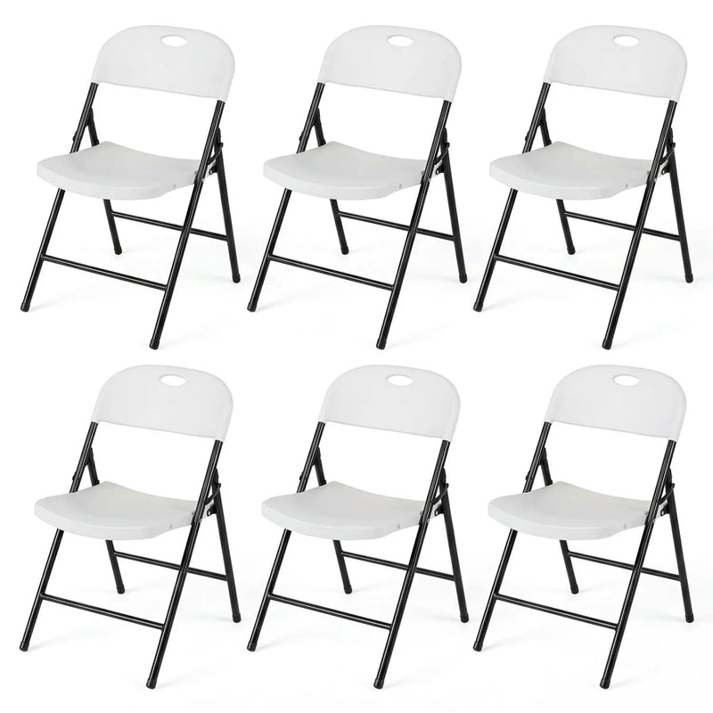 Foldable Plastic Dining Chairs Set of 6 with Ergonomic Backrest by DirectDeals