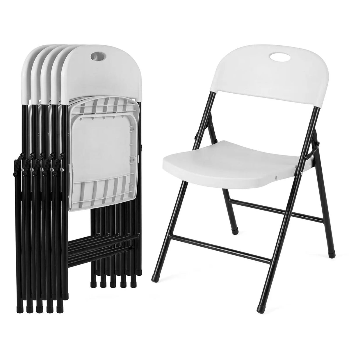 Foldable Plastic Dining Chairs Set of 6 with Ergonomic Backrest, photo 12 of 16