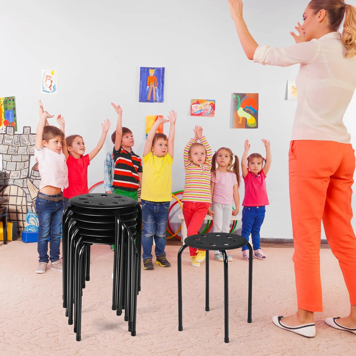 Set of 6 Portable Plastic Stack Stools, photo 2 of 10