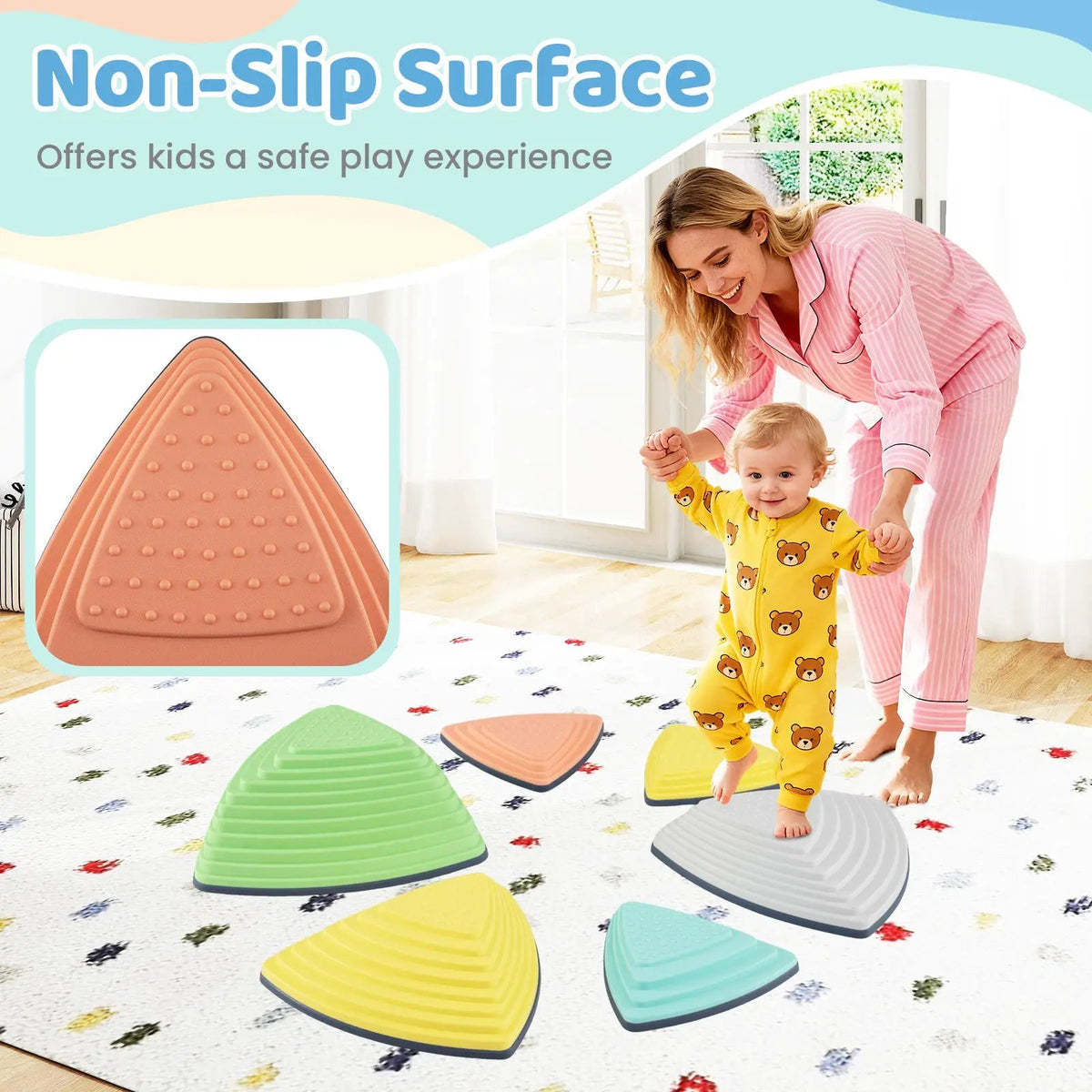 Set of 11 Stepping Stones for Kids Non-Slip Balance Stones with Storage Bag, photo 4 of 16