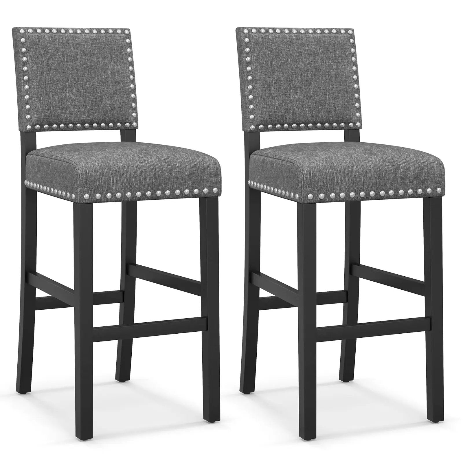 38.5/43.5 Inch Set of 2 Counter Height Chairs with Solid Rubber Wood Frame by DirectDeals