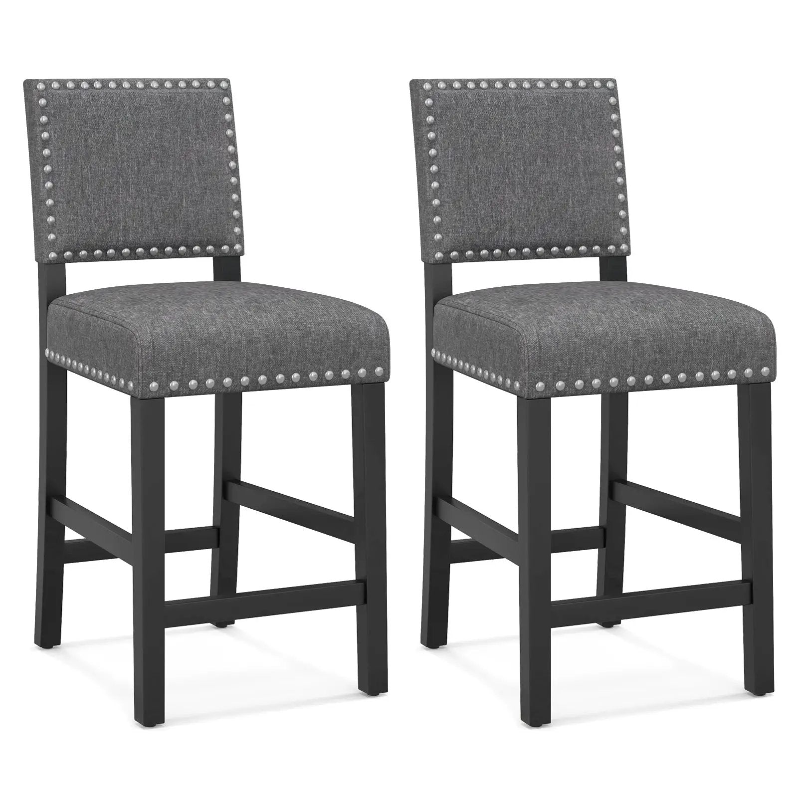 38.5/43.5 Inch Set of 2 Counter Height Chairs with Solid Rubber Wood Frame by DirectDeals