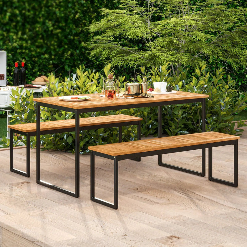 Set of 2 Patio Dining Bench for 2-3 Person Indoor Outdoor by DirectDeals