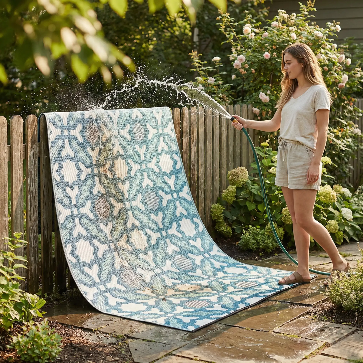 Seville - Multicolor Blue Outdoor Rug for Patio FINAL SALE, photo 6 of 7