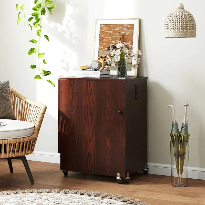 Folding Sewing Table with Charging Station and Casters by DirectDeals