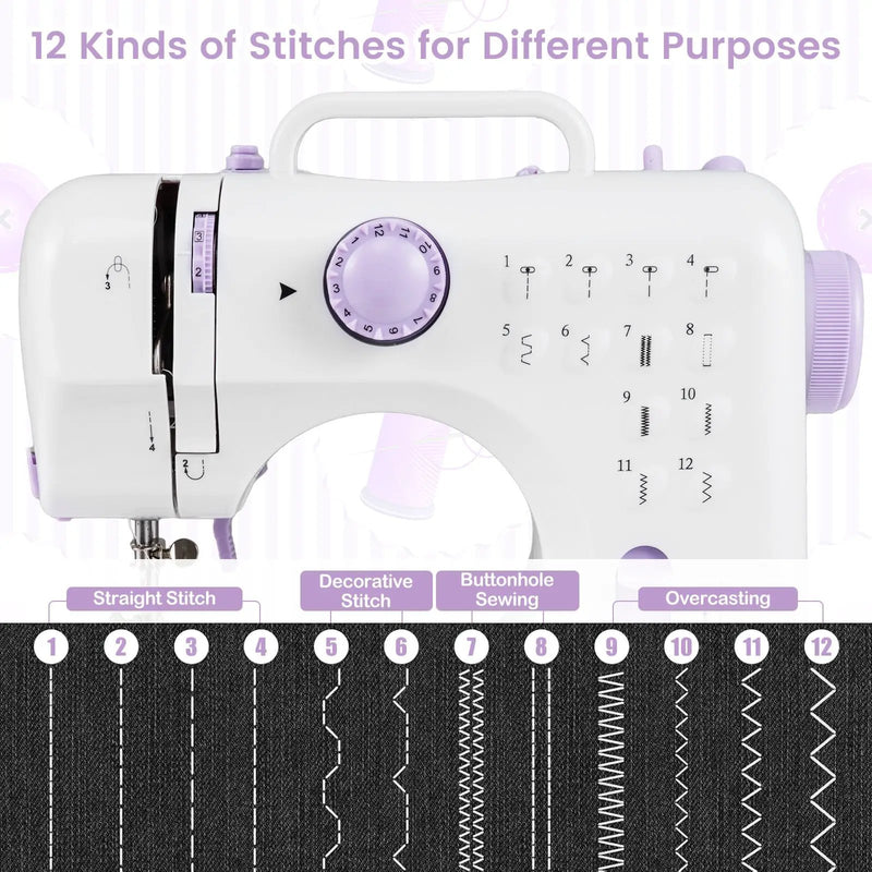 Sewing Machine for Beginners Mini Sewing Machine with 12 Built-in Stitches by DirectDeals