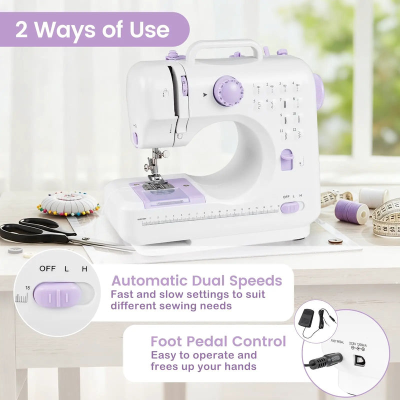 Sewing Machine for Beginners Mini Sewing Machine with 12 Built-in Stitches by DirectDeals