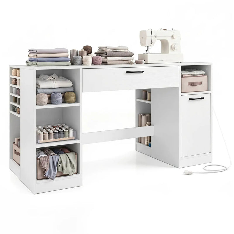 Sewing Table with Power Outlets and Storage Drawers by DirectDeals
