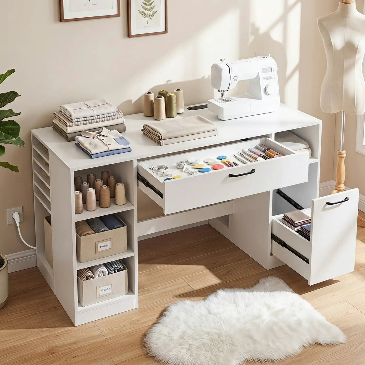 Sewing Table with Power Outlets and Storage Drawers, photo 2 of 16