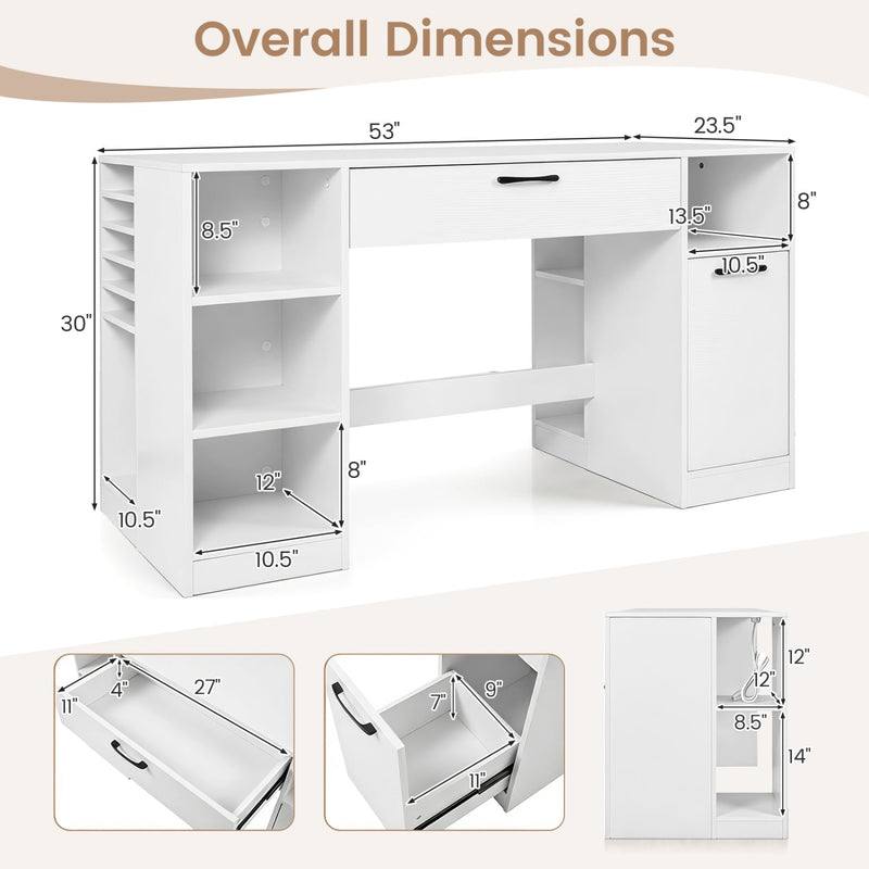 Sewing Table with Power Outlets and Storage Drawers by DirectDeals