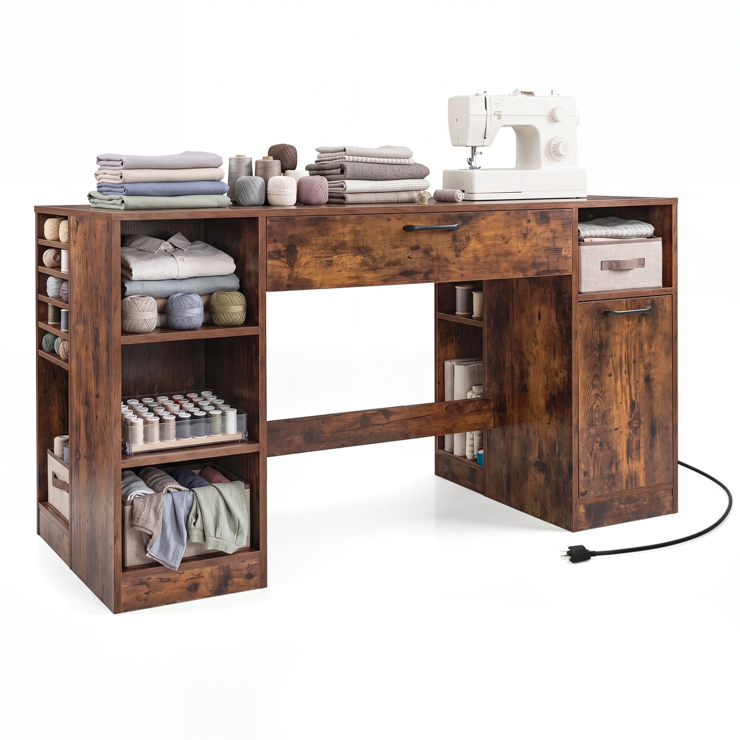 Sewing Table with Power Outlets and Storage Drawers by DirectDeals