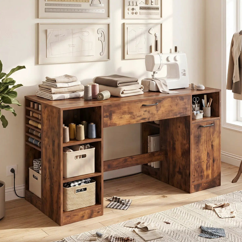Sewing Table with Power Outlets and Storage Drawers by DirectDeals