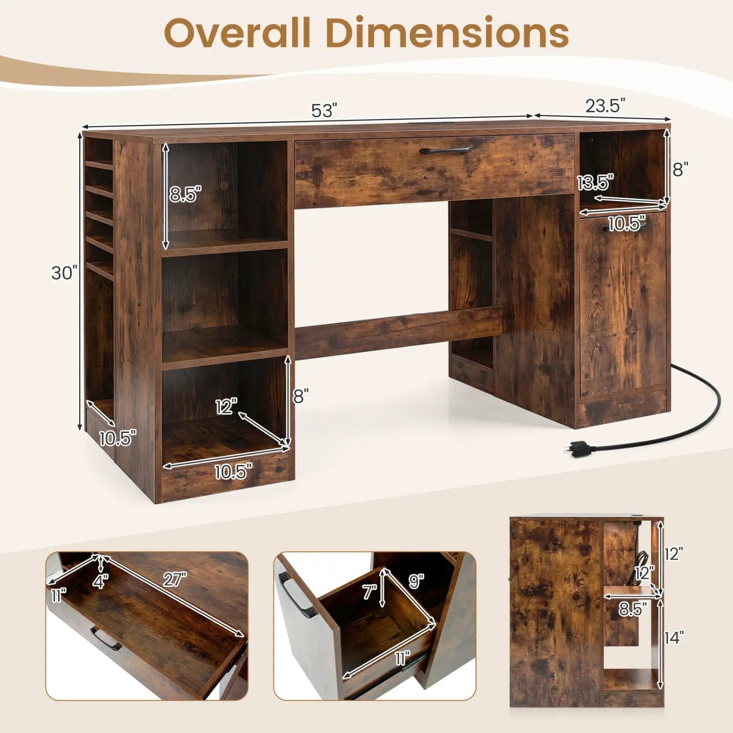 Sewing Table with Power Outlets and Storage Drawers by DirectDeals