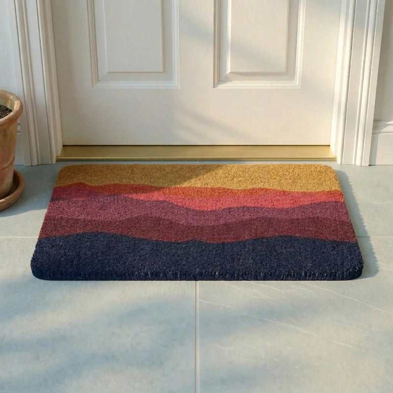 Shades of Dawn Doormat (18" x 30" Thick) Handwoven, Durable by Fab Habitat