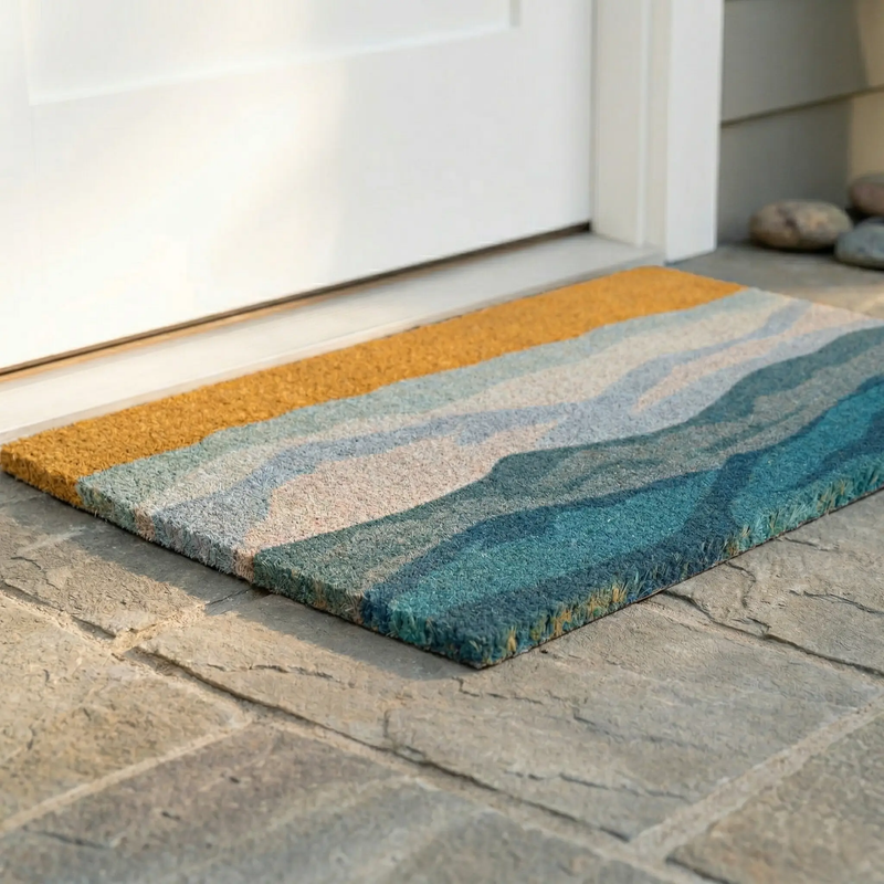 Shades of Sea - Blue Coir Doormat by Fab Habitat