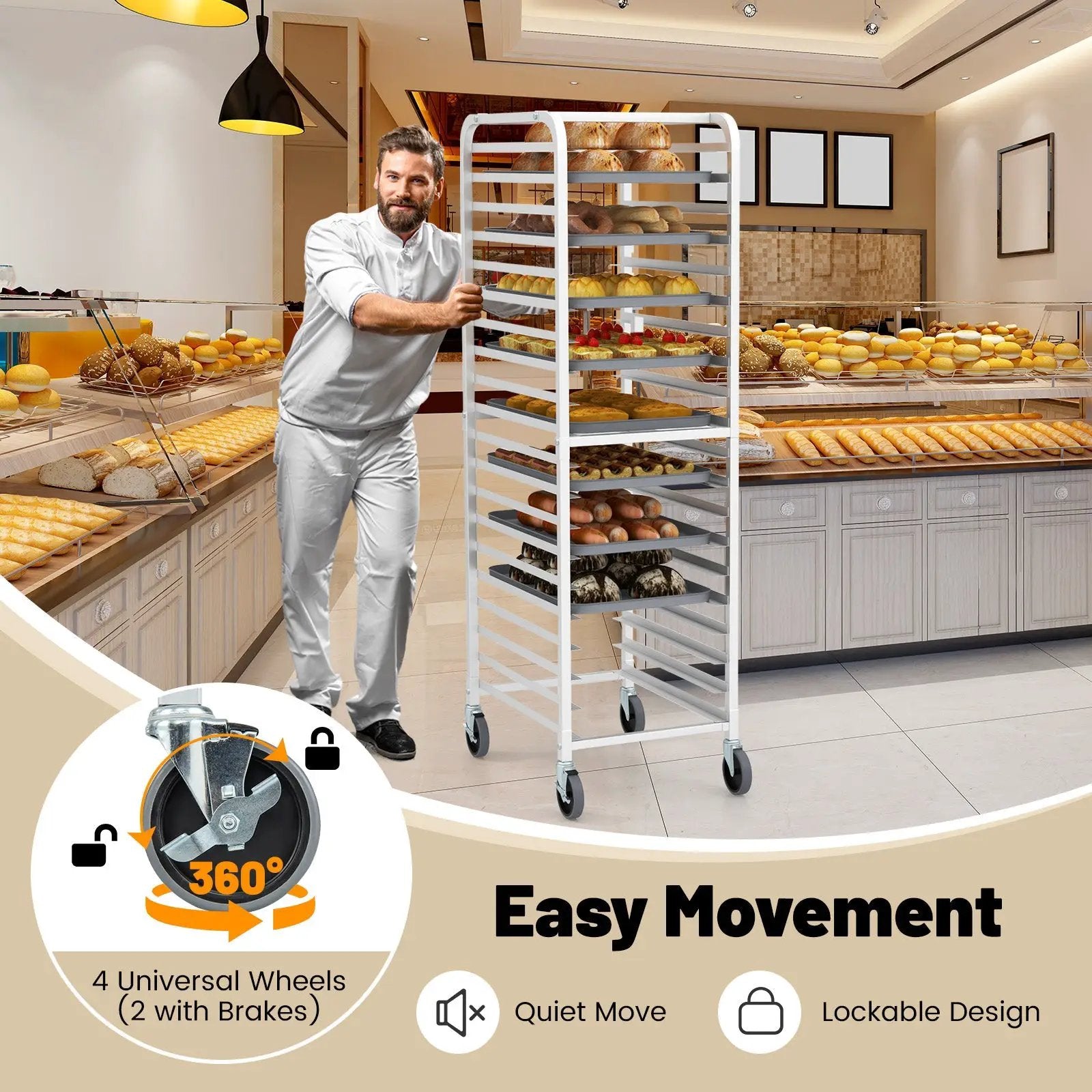 26 x 20 x 70 Inch 20 Sheet Aluminum Pan Rolling Bakery Rack by DirectDeals