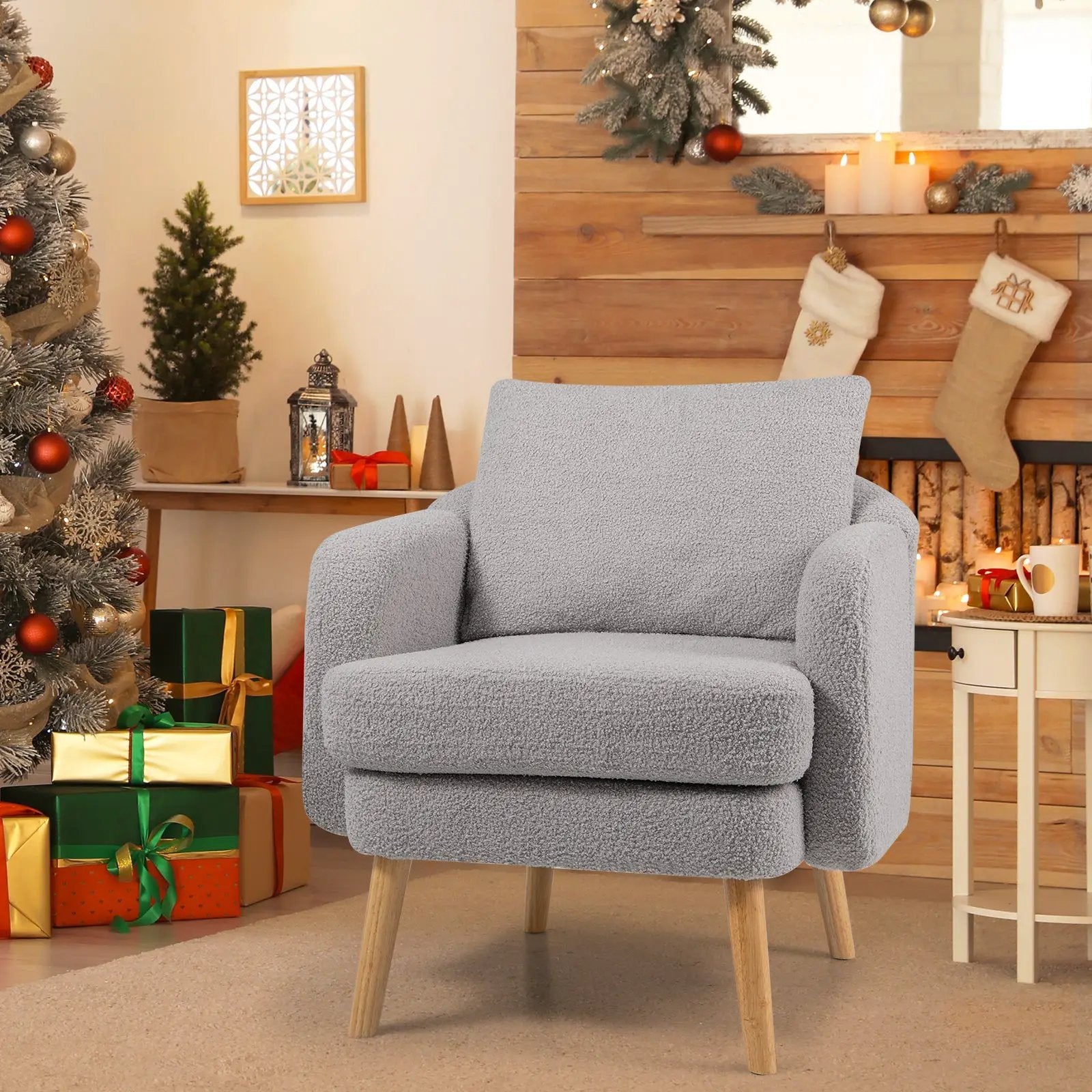 Sherpa Accent Chair Modern Living Room Chair with Seat Cushion by DirectDeals