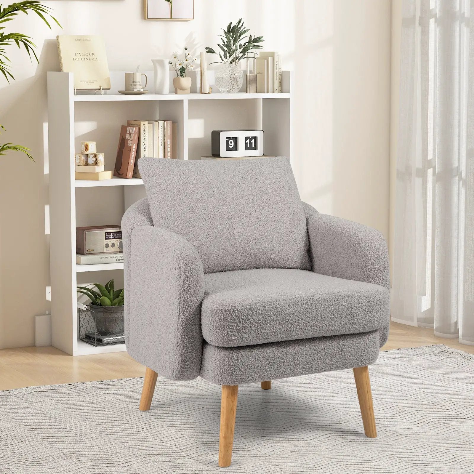 Sherpa Accent Chair Modern Living Room Chair with Seat Cushion by DirectDeals