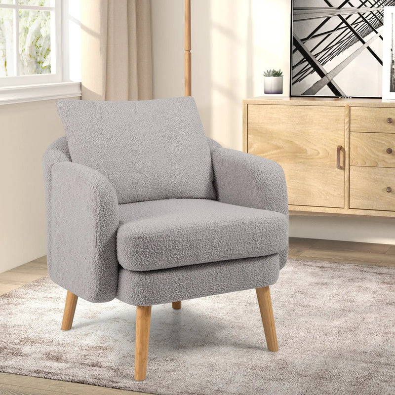 Sherpa Accent Chair Modern Living Room Chair with Seat Cushion by DirectDeals