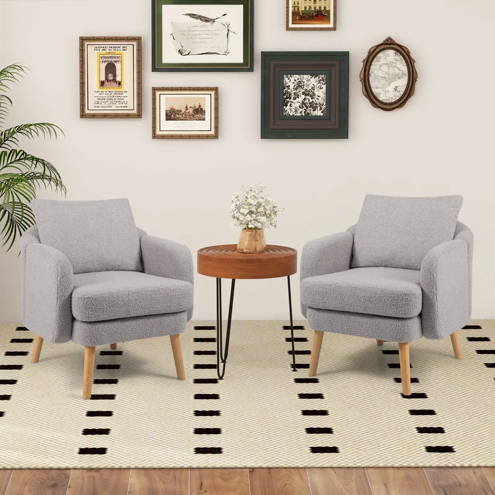 Sherpa Accent Chair Modern Living Room Chair with Seat Cushion by DirectDeals