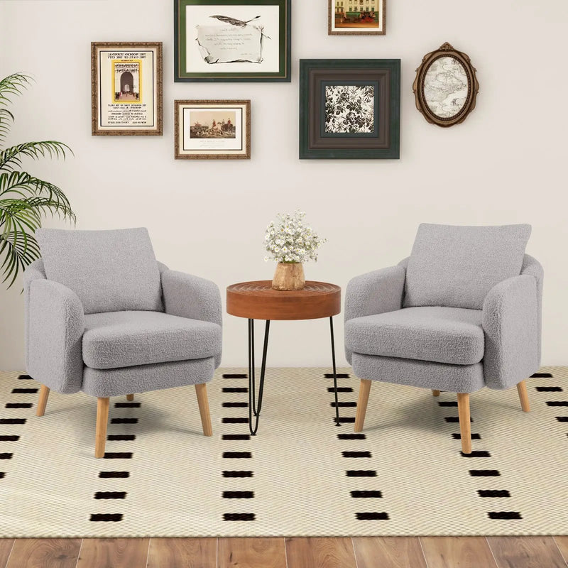 Sherpa Accent Chair Modern Living Room Chair with Seat Cushion by DirectDeals