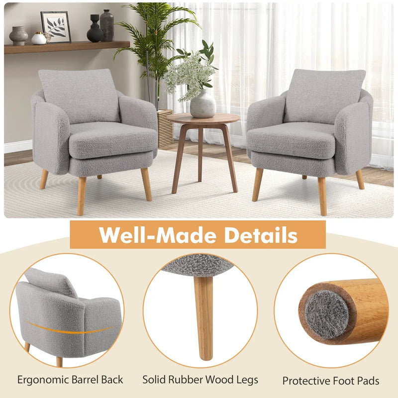 Sherpa Accent Chair Modern Living Room Chair with Seat Cushion by DirectDeals