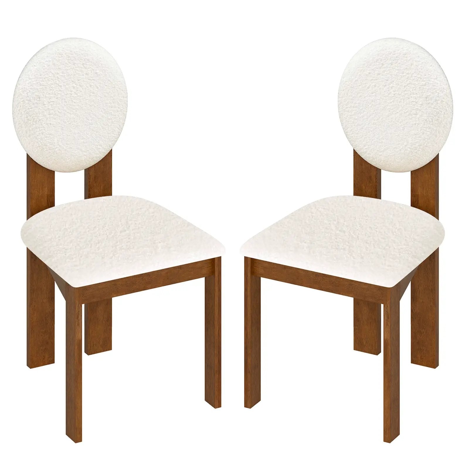 Sherpa Dining Chairs Set of 2 with Rubber Wood Legs for Living Room Restaurant-White by DirectDeals
