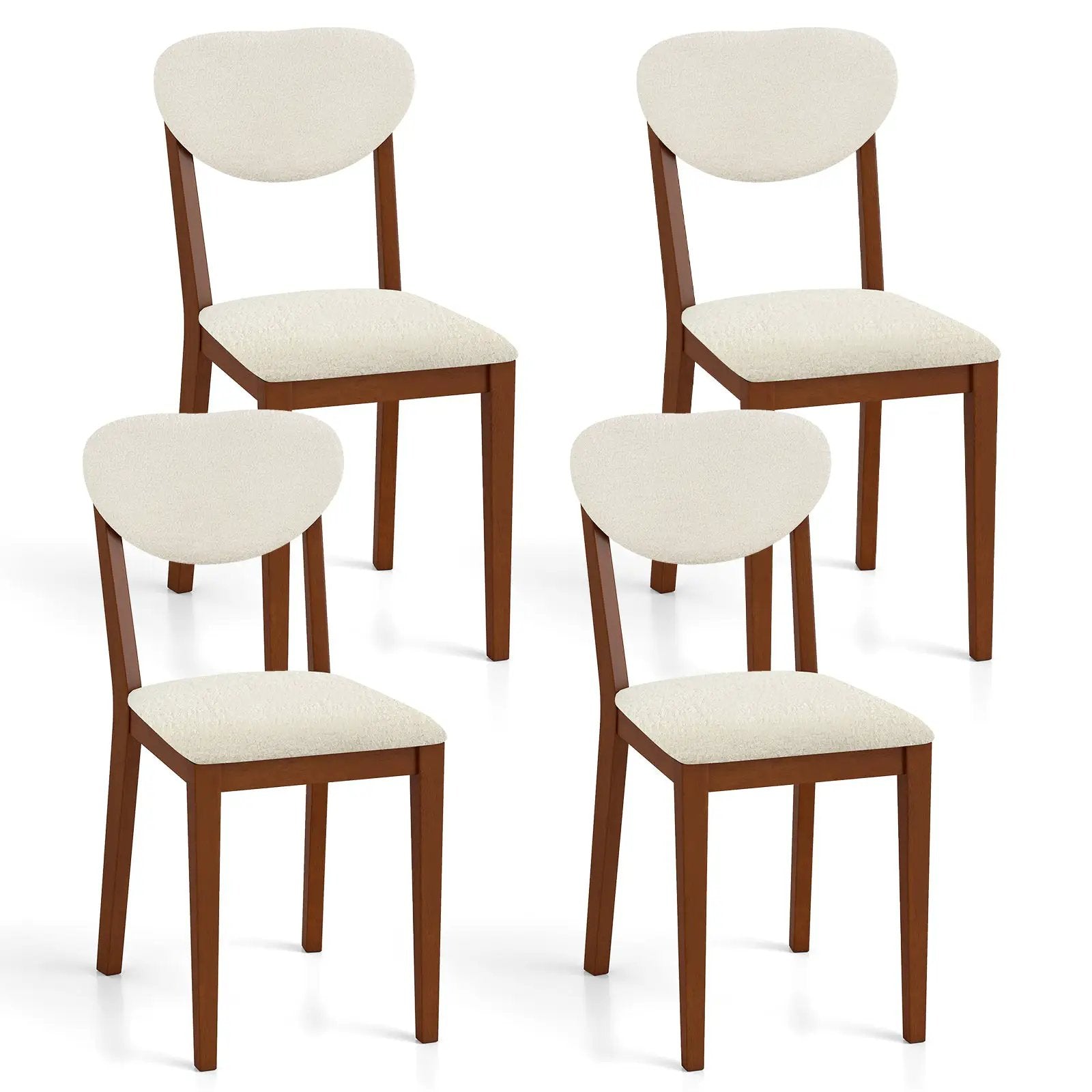 Sherpa Dining Chairs Set of 4 with Rubber Wood Legs for Dining Room-Walnut by DirectDeals