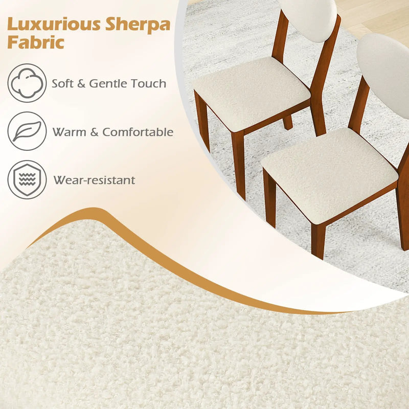 Sherpa Dining Chairs Set of 4 with Rubber Wood Legs for Dining Room-Walnut by DirectDeals