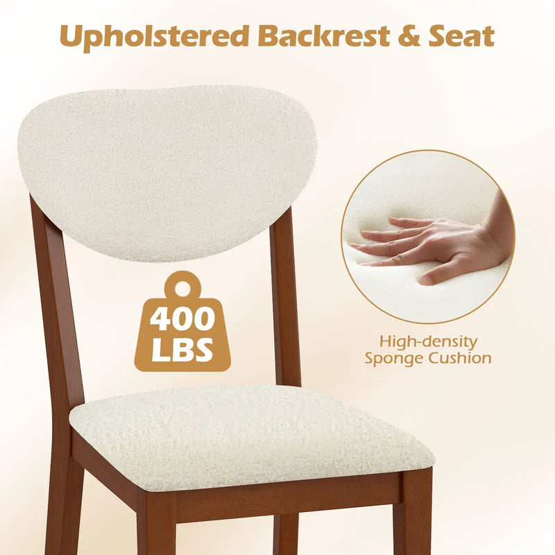 Sherpa Dining Chairs Set of 4 with Rubber Wood Legs for Dining Room-Walnut by DirectDeals