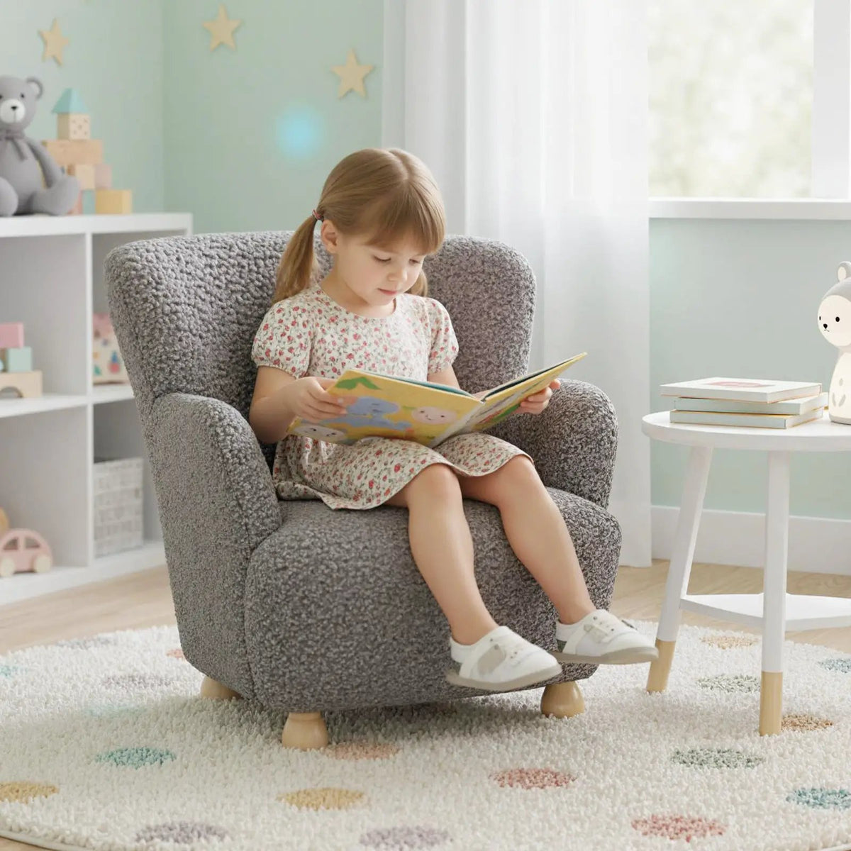 Sherpa Kids Sofa Comfy Toddler Armchair with Solid Rubber Wood Legs, photo 3 of 24