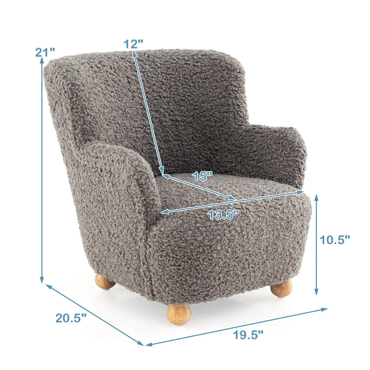 Sherpa Kids Sofa Comfy Toddler Armchair with Solid Rubber Wood Legs, photo 13 of 24