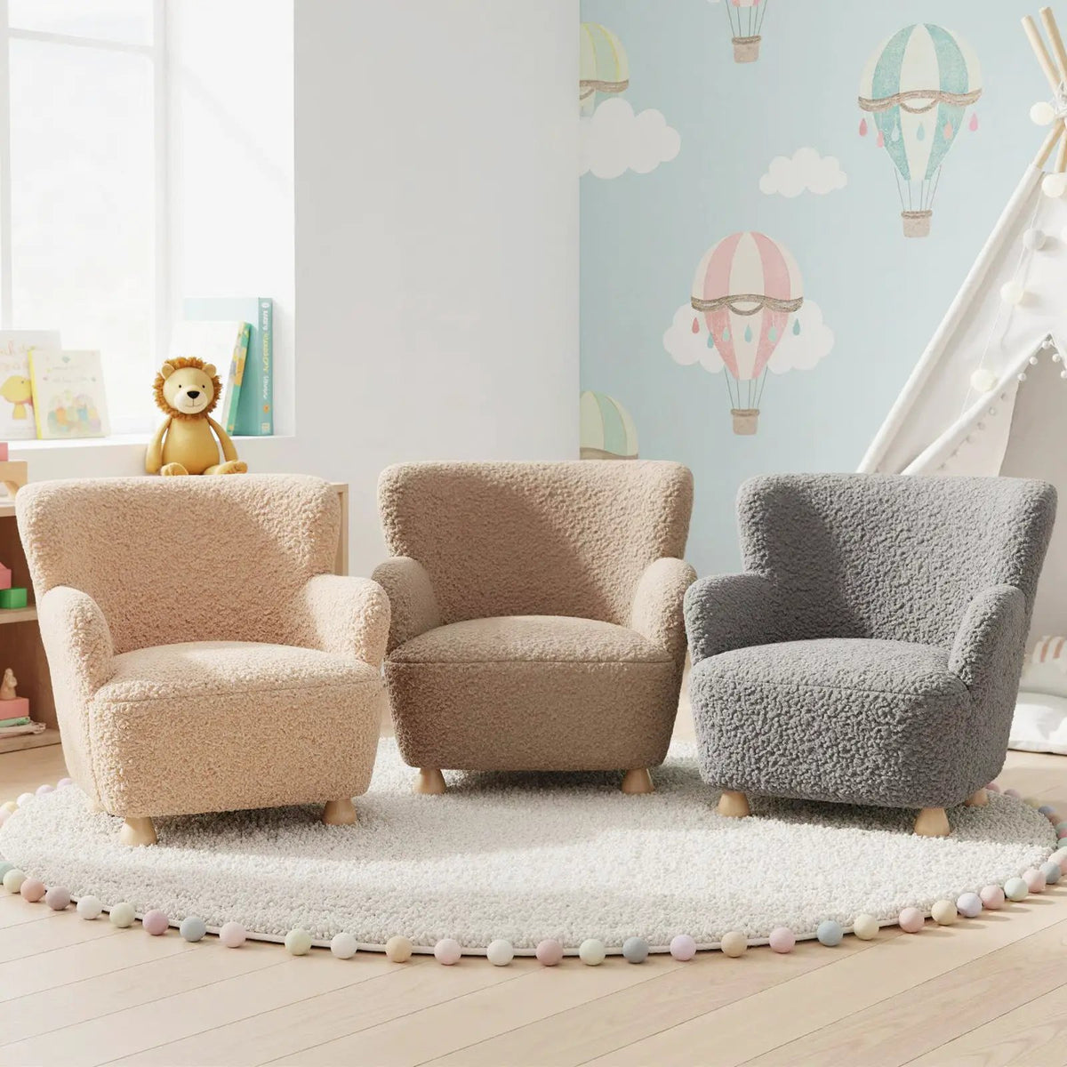 Sherpa Kids Sofa Comfy Toddler Armchair with Solid Rubber Wood Legs, photo 4 of 24