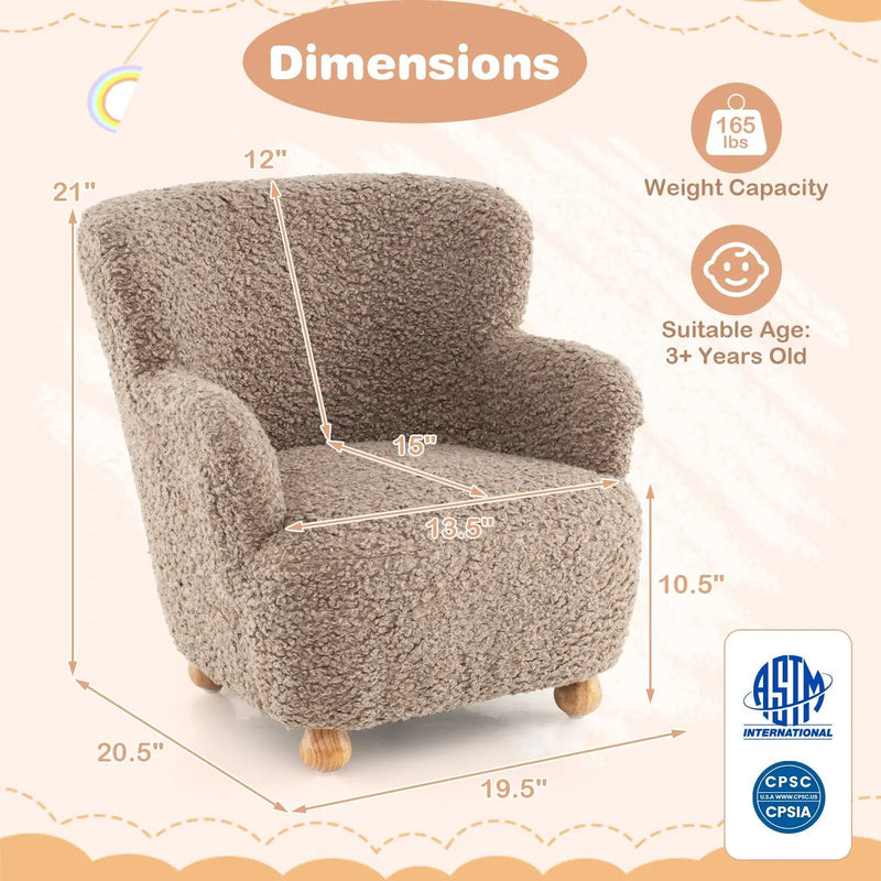 Sherpa Kids Sofa Comfy Toddler Armchair with Solid Rubber Wood Legs by DirectDeals