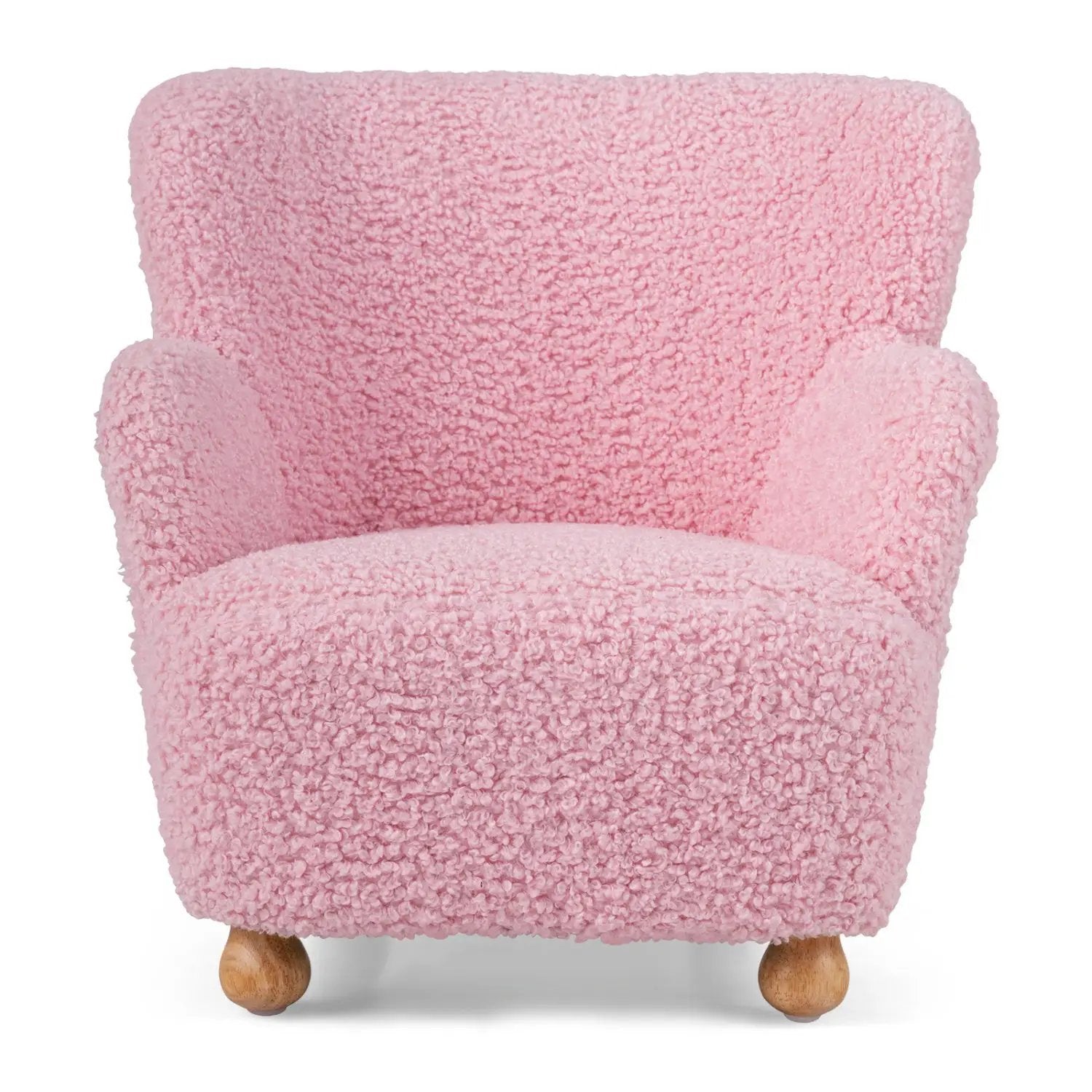 Kids Sherpa Armchair with Solid Wood Legs - Light Pink by DirectDeals