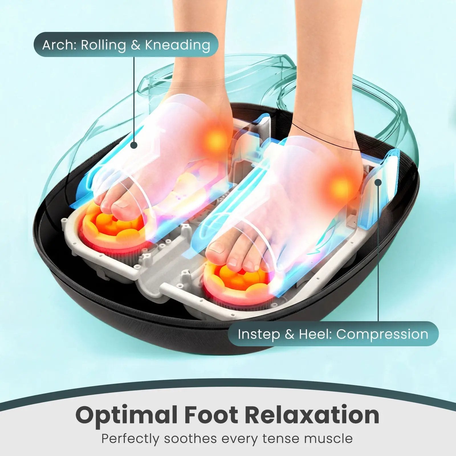 Shiatsu Foot Massager Machine with 2-Level Heat and Air Compression-Black by DirectDeals