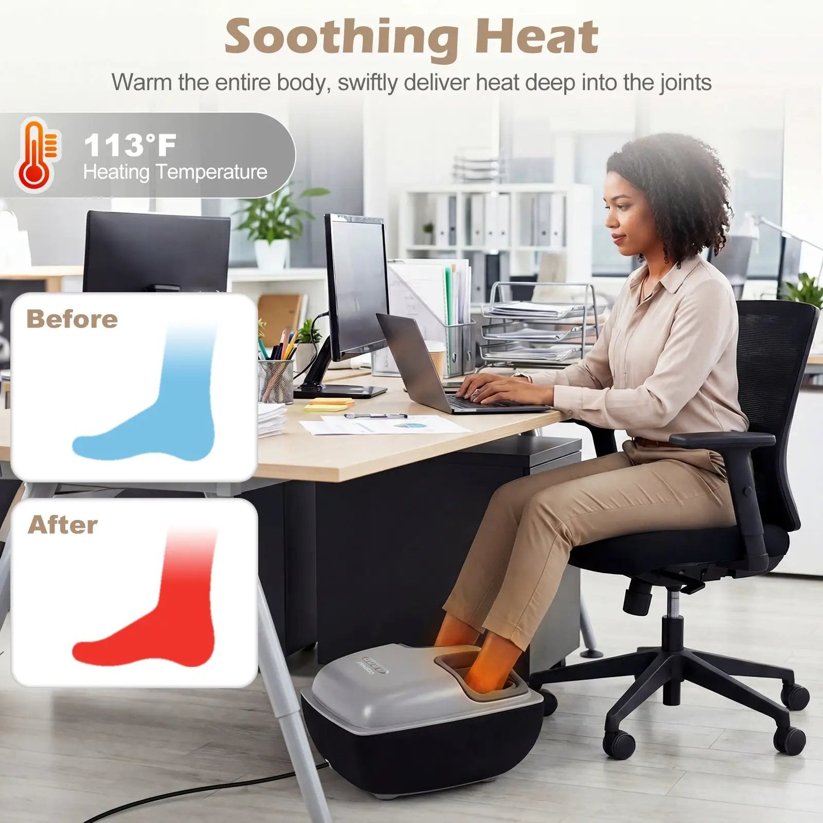 Shiatsu Foot Massager with 3-Level Deep Kneading and Air Compression by DirectDeals