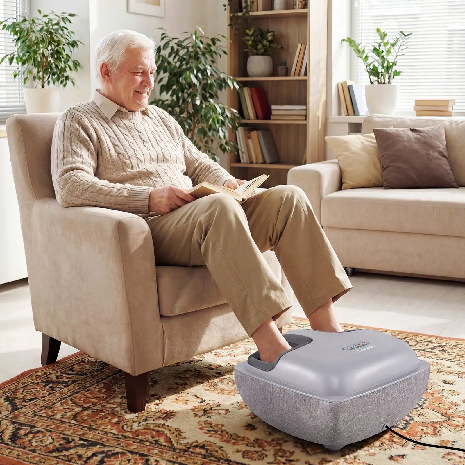 Shiatsu Foot Massager with 3-Level Deep Kneading and Air Compression by DirectDeals