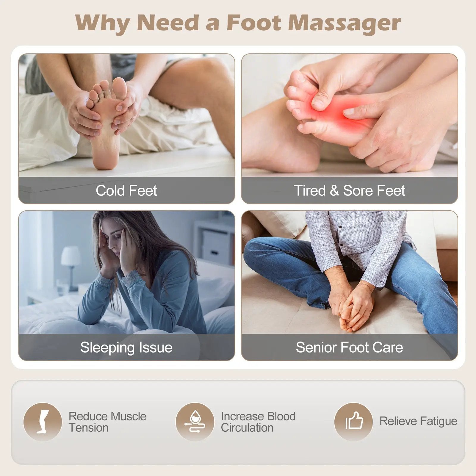 Shiatsu Foot Massager with 3-Level Deep Kneading and Air Compression by DirectDeals