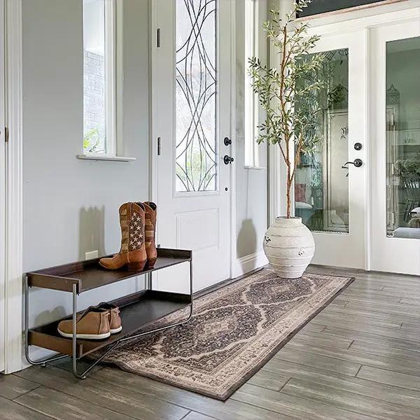 Modern Wood and Metal Shoe Rack by Decor Steals